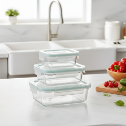 Glass Tupperware Set - 3 Pcs